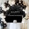 (7x5ft) Happy Anniversary Backdrop Black Silver Anniversary Background